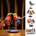 thumbnail image 2 of Pájaros acrílicos teñidos a mano en rama, adornos de escritorio, Material acrílico de doble cara, estilo Multicolor, decoraciones de aleación, 2 of 4
