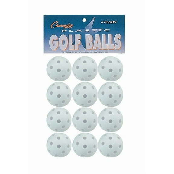 Champion Sports Dozen (12) Plastic Golf Balls, or Baseball Training, Retail Pack