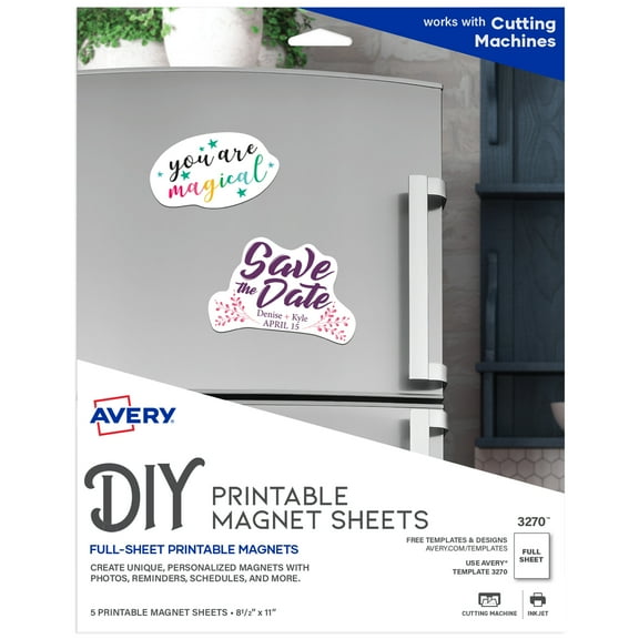 Avery Printable Magnet Sheets, 8.5" x 11", 5 Sheets (3270)