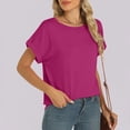thumbnail image 5 of Vmvidoty Womens Summer Tops 2026 Cap Sleeve Trendy Crewneck Loose Fit T Shirts Hot Pink M, 5 of 9