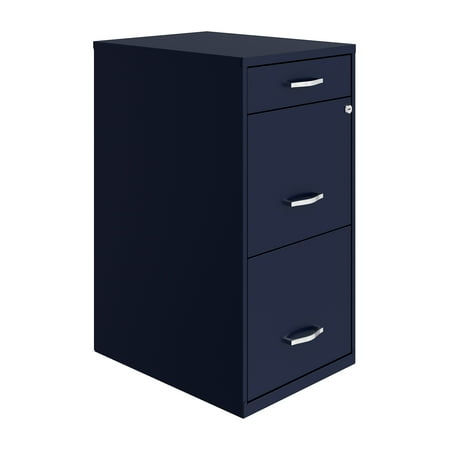 Space Solutions 3 Drawer Letter Width Vertical File Cabinet with Pencil Drawer, Navy