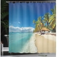 thumbnail image 3 of Ambesonne Island Shower Curtain, Sunny Beach at Island Art, 69"Wx84"L, Cobalt Blue and Multicolor, 3 of 4