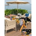 thumbnail image 4 of Outdoor Tablecloth with Umbrella Hole and Zipper, Spring Dog Rectangle Table Cloth 60x84 Inch Waterproof Tablecloth, Black Watercolor Botanical Floral Sunflower Picnic Table Cover for Patio Camping, 4 of 7