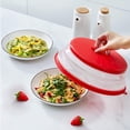 thumbnail image 2 of BPA-free Plastic and Silicone Splatter Sheild, Microwave Resistant, Dishwasher Safe, Perforated and Collapsible Microwave Cover and Colander (red), 2 of 5