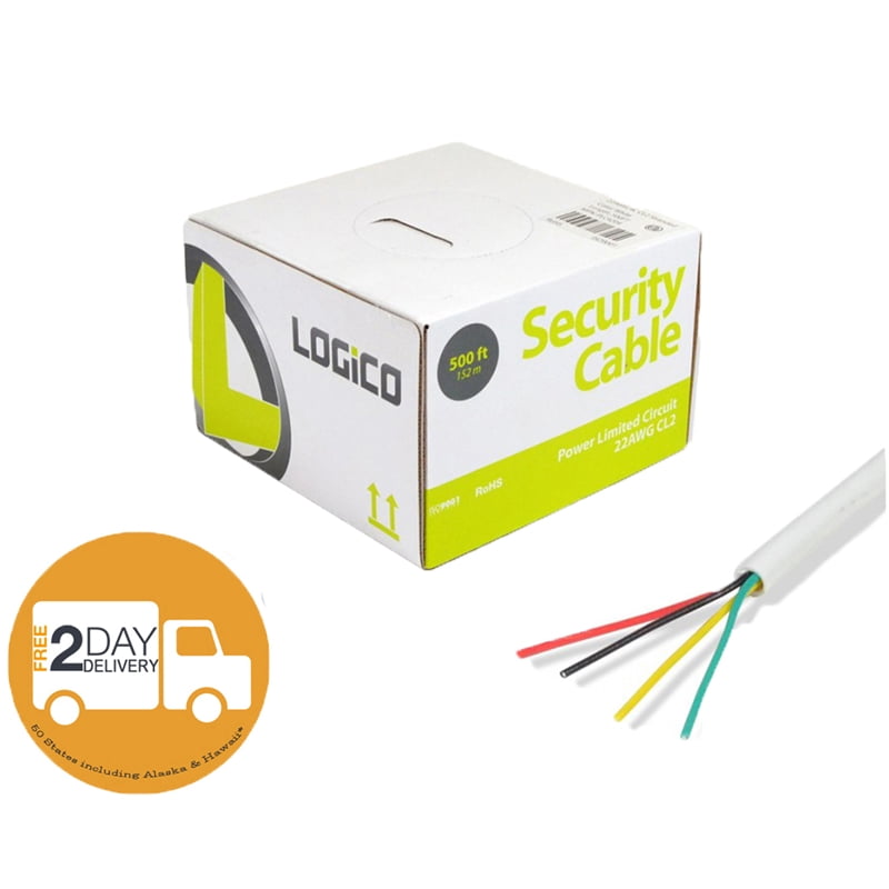Security Wire Burglar Alarm 22/4 Cable 500FT Solid White 500' Speaker Cable