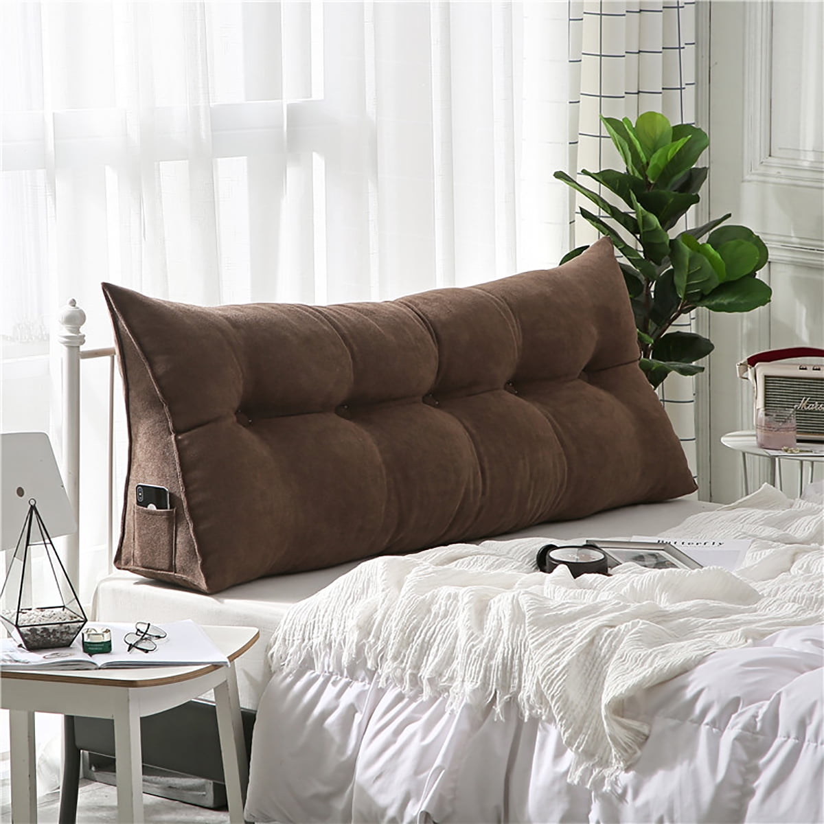 59inch Long Triangular Headboard Reading Body Pillow,Bedside Cushion