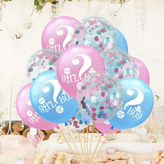 MUSEYA 15pcs Cute Balloons Latex Balloons Party Decoration Mixed Color Sequins for Gender Reveal Party
