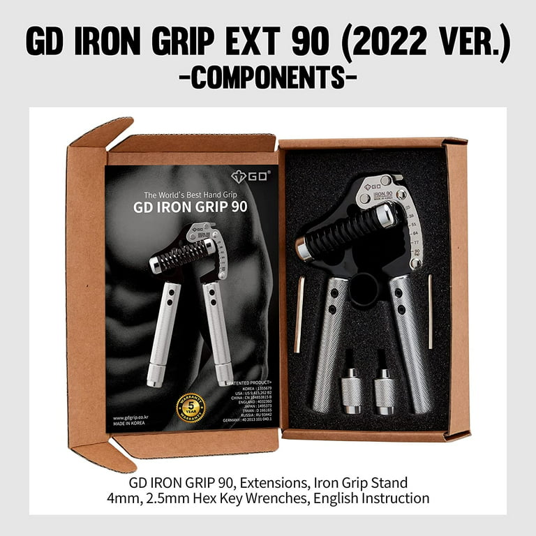 GD Iron Grip Hand Grip Strengthener Bundle (Adjustable Hand Grips for Strength Training) Wrist & Forearm Strength Trainer w/ Motofit Gloves, Gray