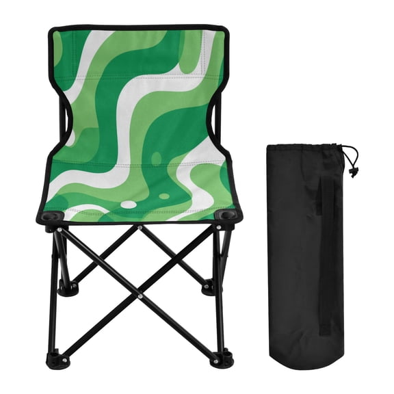 Folding Chair Camping Chair For Camping Picnicking Outdoor Beach and Travel Light Green Flowing Lines