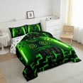 thumbnail image 3 of yst Full Size Game Console Comforter Set Gamer Bedding,3D Gaming Geometric Check Lightweight Soft Bedding Sets,Neon Green Gamepad Bed Comforter,Black, 3 of 8