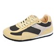 thumbnail image 5 of Womens Fashion Sneakers Breathable Mesh Suede Trendy Color Block Tennis Shoes Lace up Nonslip Round Toe Walking Shoes Yellow Size 6, 5 of 5