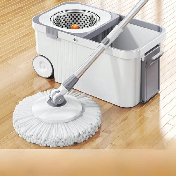 YFLXDMLYYSC 360 °   Spin Mop And Bucket Set - Drums With 4 Microfiber Mop Heads, 61" Stainless Steel Adjustable Handle, Bucket Floor Cleaning System For School And Bathroom Cleaning