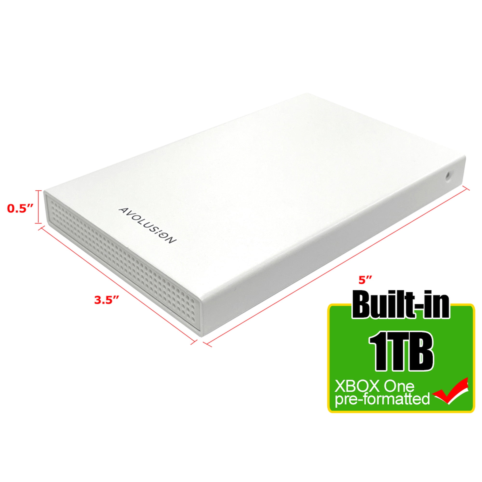 Avolusion HD250U3-WH 1TB USB 3.0 Portable XBOX One External Gaming Hard Drive (XBOX Pre-Formatted, White) - 2 Year Warranty