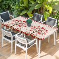 thumbnail image 2 of Valentine's Day Table Cloths for 4 Foot Rectangle Tables, Romantic Love Trees Red Roses Beige Patio Waterproof Elastic Fitted Tablecloths, Washable Rectangular Table Cover for Camping, 2 of 8