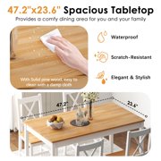 Soges 47 Dining Table Set for 4, 5-Piece Wood Kitchen Dining Table Set with 4 Chairs for Kitchen Dining Room Restaurant, Oak&White