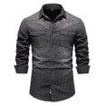 thumbnail image 5 of XDZJLR Mens T Shirts Washed Classic Stripe Jeans Denim Long Sleeve Tops, 5 of 5