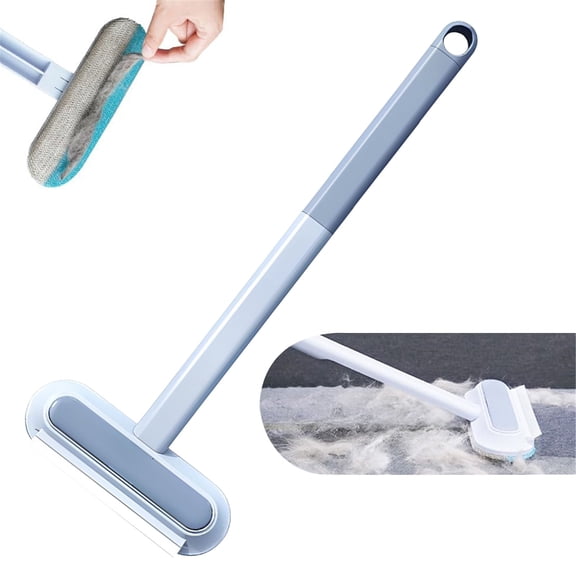 Dual-Sided Window Screen Cleaner Brush - 17.5" Blue Handle Mesh Scrubber for Glass, Shower Tile & Patio Doors, Extendable Pole Compatible Cleaning Tool Clearance