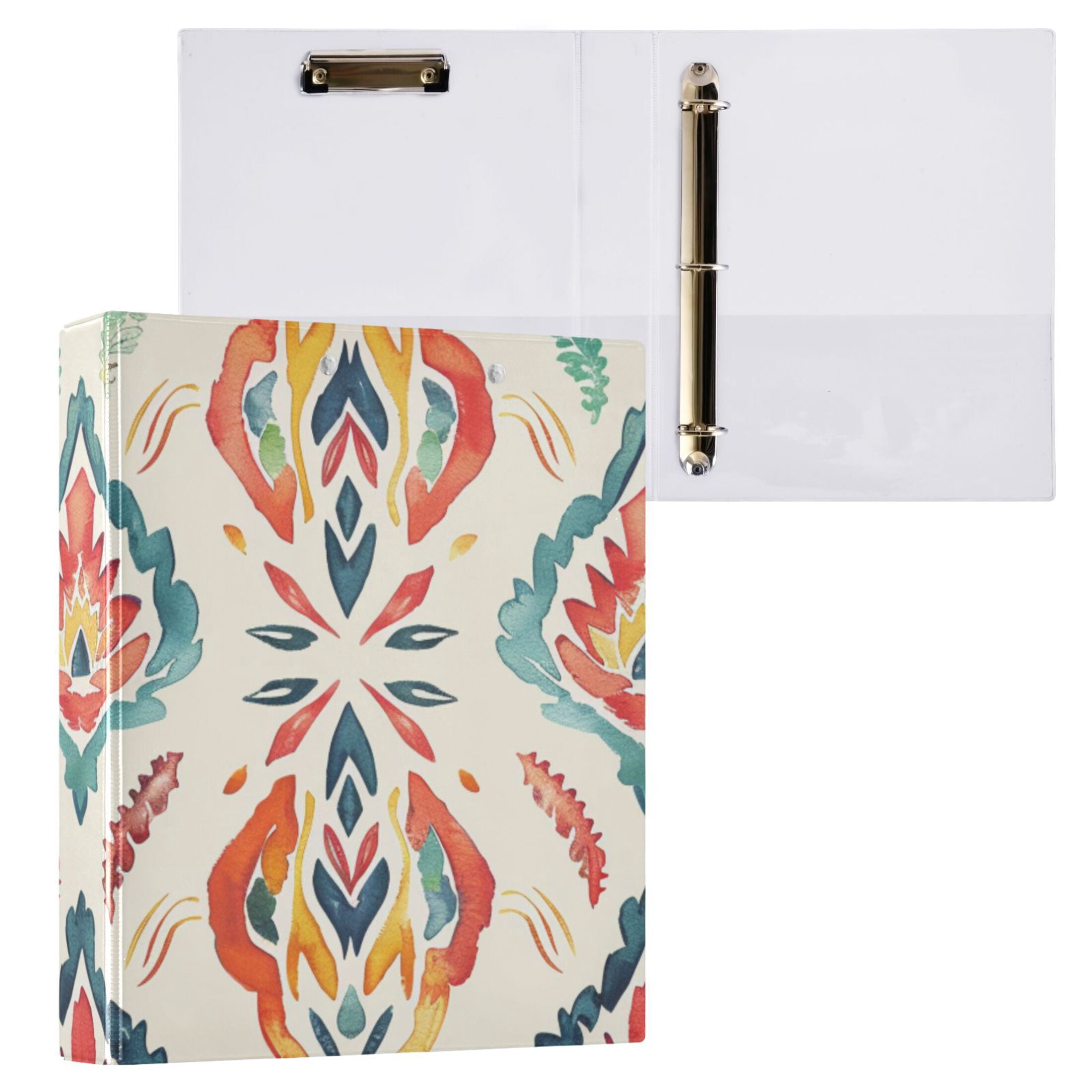 Boho Rustic 3 Ring Binders 1.5 inch Hardcover File Folders with Interior Pockets A4 Size Organizer for School Office Hospital Set of 2