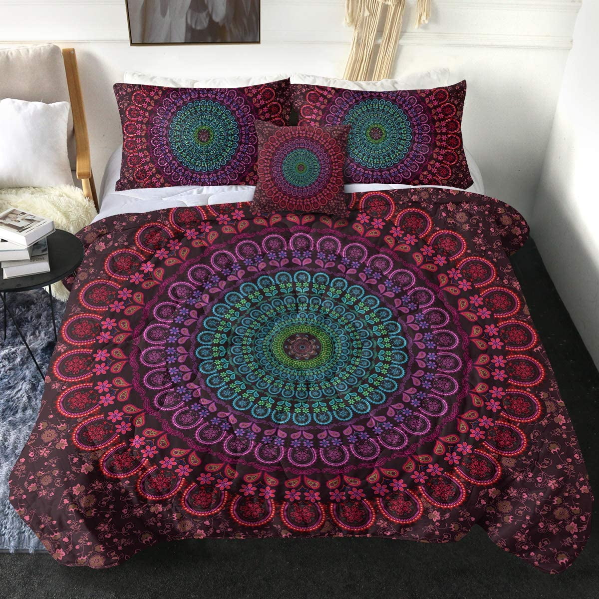 Soft Bedding Hippie bedding Personalized Bed Set Hippie Mandala Bedding Set Twin Queen King Bedding set printed quilt