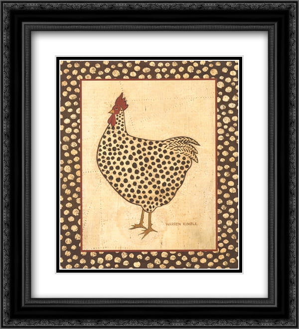 FrameToWall Spotted Chicken 2x Matted 12x14 Black Ornate Framed Art