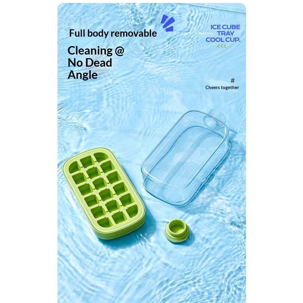 2-in-1 Ice Cube Bottle with Straw - Easy Press Ice Tray Water Bottle, Leak Proof Lid, Vertical Ice Maker for Freezer, Travel, Gym & Home Use (Green, 800ml)