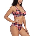 thumbnail image 2 of Kdxio Heart Plaid Print Women's 2 Piece High Waisted Wrap Spaghetti Strap Summer Swimsuit Bikini Set-Small, 2 of 7