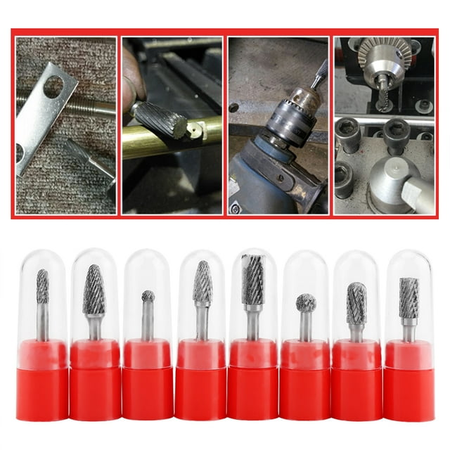 Carbide Burr Burr Die Grinder 8Pcs Double Cut Tungsten Steel Carbide Burr Die Grinder Bit Tool Set