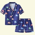 thumbnail image 3 of Odeerbi Toddler Pajamas Boys Girls Pajamas Baby Kids Cartoon Flower Print Silk Satin Home Wear Clothes Suit Multicolor, 3 of 10