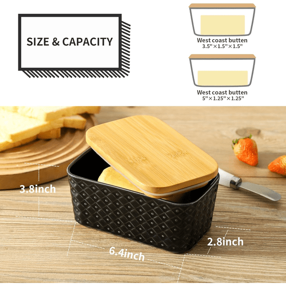 Ceramic Butter Dish with Lid,Large Butter Container