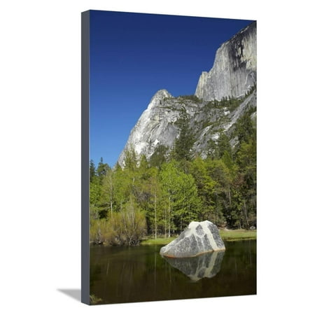 North Face Half Dome - North West Face of Half Dome, and Mirror Lake, Yosemite NP, California Stretched Canvas Print Wall Art By David Wall