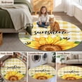 thumbnail image 5 of Sunflowers Round Area Rug 7 FT, Non Slip Living Room Area Carpet, Yellow Plaid Sunshine Vintage Country Bee Washable Soft Circular Rug Non-Shedding Floor Carpet for Bedside Office Play Room Classroom, 5 of 9