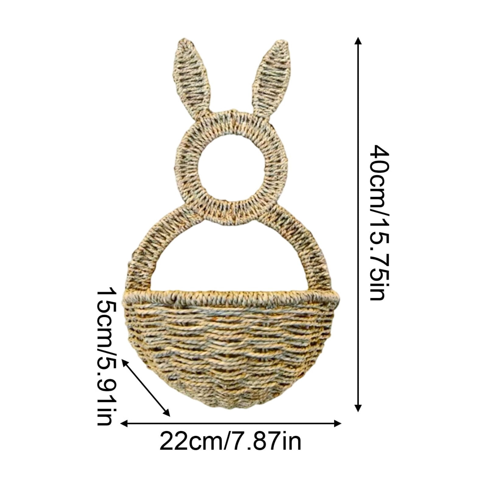 Rattan Rabbit Basket with Solid Ears 15.7 inch Hand-woven Storage Bin for Easter Home Decor, Large Natural Wicker Bunny Basket for Farmhouse Shelf, Pantry Organization, Living Room Centerpiece