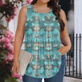 thumbnail image 2 of Womens Tank Tops 2026 Plus Size Summer Sleeveless T Shirts Pleated Crew Neck Tank Tops Longline Camisole Tunic Blouse Fashion Prints Lounge Casual Loose Fit Tee Comfy Outdoor Holiday, 2 of 7