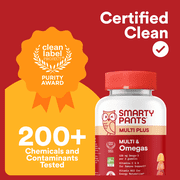حلوى SmartyPants Adult Multi Plus Multi & Omega-3s، تركيبة جديدة ومحسنة، نفس العناصر الغذائية الممتازة، 90 قطعة