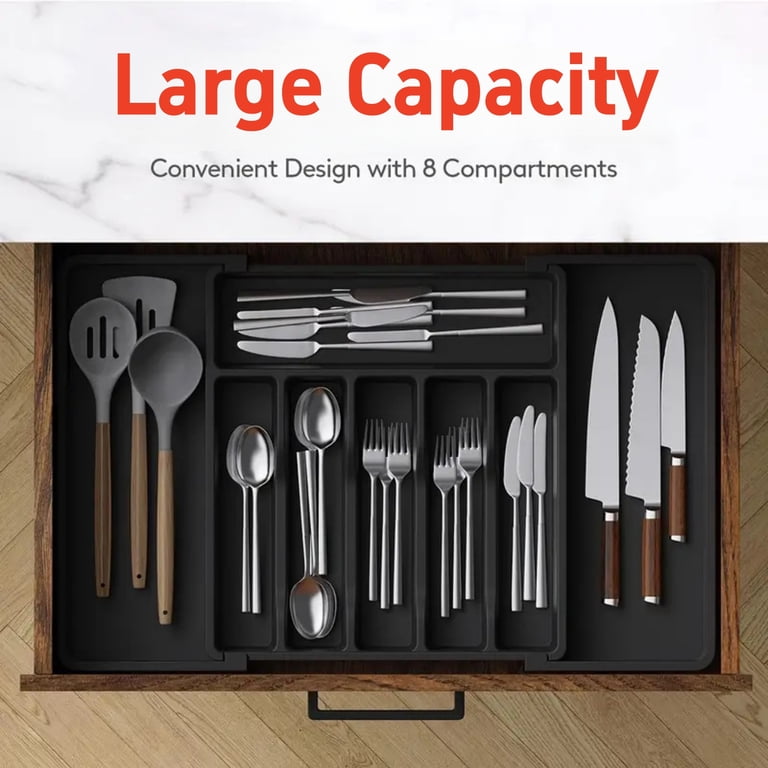 Behome Expandable Kitchen Drawer Organizer, Black photo 4