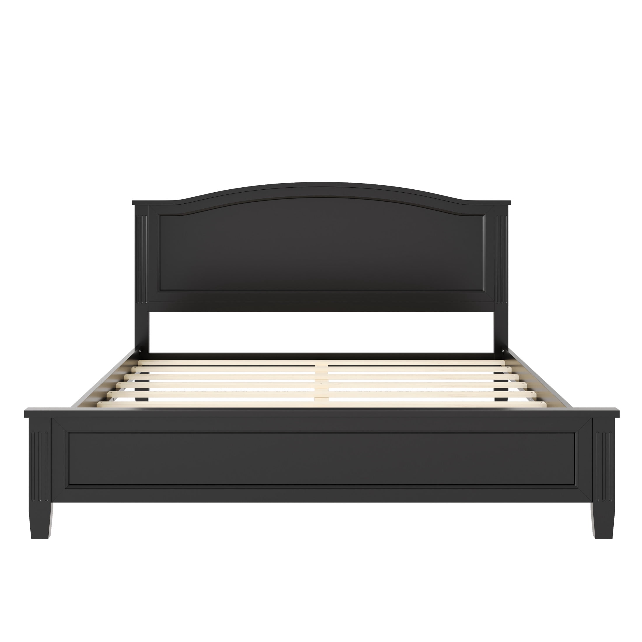 Noble House King Size Platform Bed with Headboard and Slat Support, Wooden Bed Frame, Rustic Farmhouse, Black