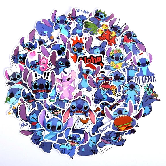 Stitch Stickers Pack 50PCS Cute Cartoon Stickers Water Bottle Stickers Waterproof Vinyl Stickers for,Laptop Skateboard Phone Guitar Cars Bumper Scrapbook