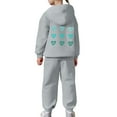 thumbnail image 4 of BUWTTED Girls Activewear Jogger Sets - 2 Piece Heart Print Graphic Pullover Hoodie Sweatshirt Sweatpants Sweatsuit Outfits Grey Sizes 6-7 Y, 4 of 6