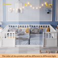 thumbnail image 5 of Leumius Double Pine Wood Twin Floor Bed with Semi-Enclosed Safety Guardrails, Open Entrance for Kids Bedroom White, 5 of 9