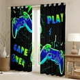 thumbnail image 2 of Manfei Cartoon Console Black Out Curtains,Modern Video Game Curtains Pack of 2 (42x63 Each),Green Blue Black Bedroom Curtains For Boys Teens,Super Cozy Room Decor, 2 of 6
