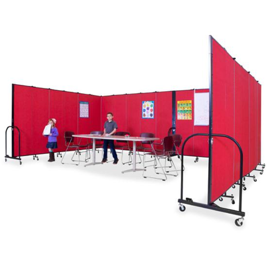 Screenflex Portable Room Dividers - 72" Height x 24.1 ft Length - Black Metal Frame - Polyester - Stone - 1 Each