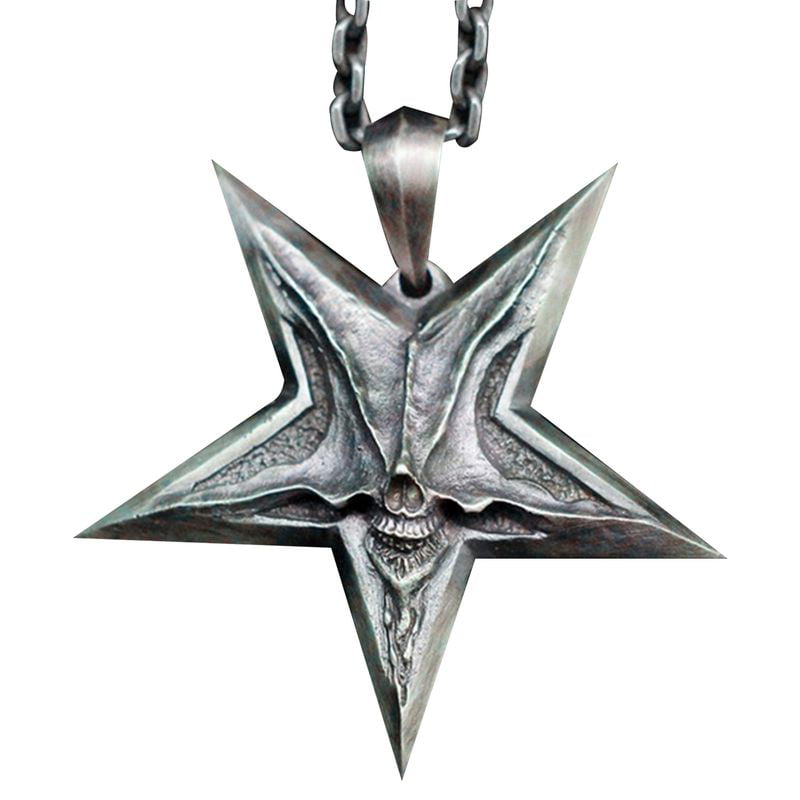 *Pentagram Necklace Gothic Silver colour Devil Wing/ Pendant Star *free p&p 