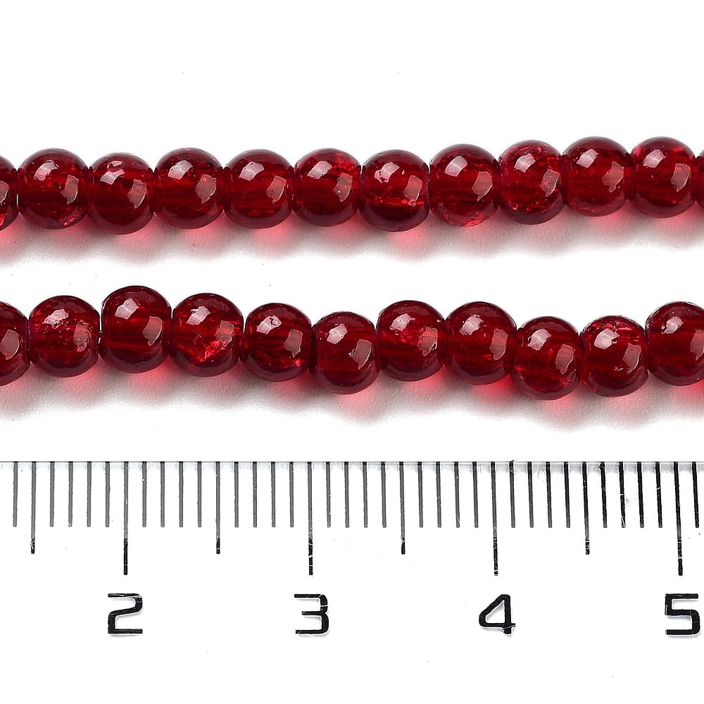 20Strand Crackle Glass Beads Strands Round Dark Red 4mm Hole: 1.1~1.3mm about 200pcs/strand 31.4 inch