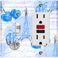 thumbnail image 1 of Metal Light Switch Plate Cover Romantic Paris  Eiffel Tower Letter Bicycle Blue PRS012, 1 of 13