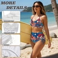 thumbnail image 5 of Garronmavis Couple Matching Bathing Suits 250 Anniversary US Flag Womens Bikini Sets Criss Cross Back Bathing Suit Modest Swimwear and Swim Trunks Men Beach Shorts, 5 of 7