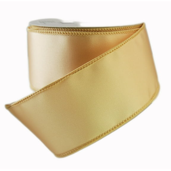 Wired Trenna Solid Color Champagne Color Satin Ribbon 2 1/2" 25 Yards