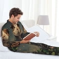 thumbnail image 5 of KLL Lotus Leaf Starry Sky Guinea Pig Sleepwear Mens Flannel Pajamas,Long Cotton Pj Set, 5 of 7