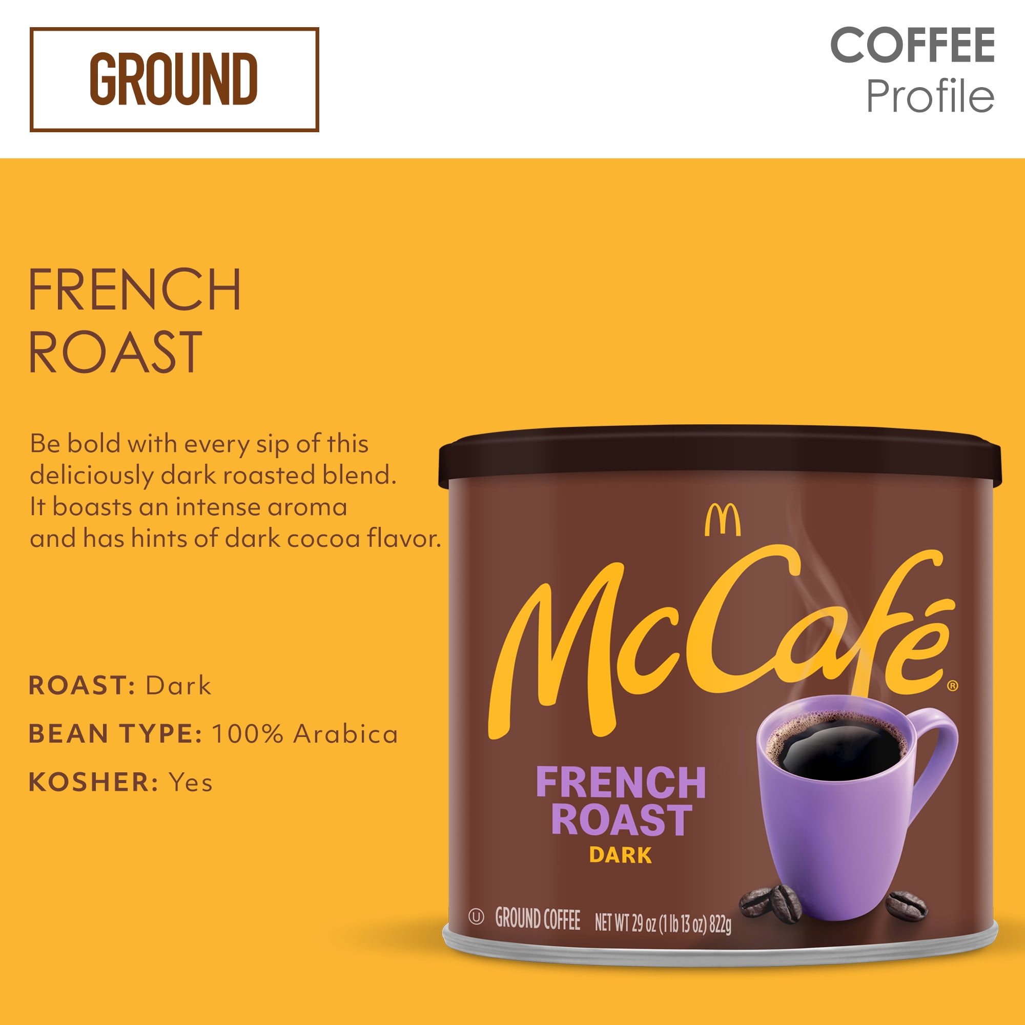 McCafe French Roast, Dark Roast, Ground Coffee, 29 oz