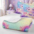 thumbnail image 4 of Manfei Magical Axolotl Quilt King,Pastel Ocean Animal King Coverlet Set,3pcs,1 Bedspread and 2 Pillowcases, 4 of 7