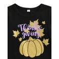 thumbnail image 4 of Toddler Baby Girl Thanksgiving Clothes Pumpkin Long Sleeve Tops Tutu Dot Skirt Set Cute 4Pcs Outfit, 4 of 7